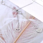 Ocelový náhrdelník se zirkony Elgio - chirurgická ocel, srdíčko, Stříbrná 40 cm + 5 cm (prodloužení)