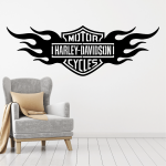 Samolepka Harley Davidson oheň Barva: šedá, Velikost: 80 x 26 cm