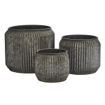 MADAM STOLTZ Kovový obal na květináč Galvanized M, šedá barva, kov