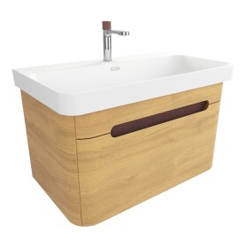 Koupelnová skříňka s umyvadlem SAT Fusion 77,5x43x45 cm dub medový mat SATFUSION80DMMWBA SATFUSION80DMMWBA