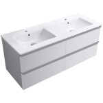 CERANO Koupelnová skříňka Velora - bílá matná, úchytka chrom + keramické umyvadlo Todo - bílá lesklá - 121x55x46,5 cm
