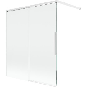 MEXEN/S - Rox vanová zástěna 2-křídlová posuvná 140 x 150, transparent, bílá 8C9-140-003-20-00