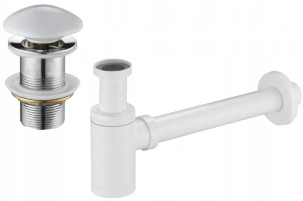 MEXEN/S - Umyvadlový sifon s výpustí click-clack s keramickou zátkou bez přepadu, bílá 7991050-25