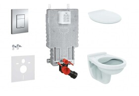 GROHE - Uniset Set předstěnové instalace, klozet Alpha se sedátkem, tlačítko Skate Cosmopolitan, chrom 38643SET-KR