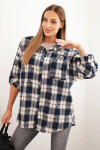 Dámská bavlněná kostkovaná košile s efektem obnošení modrá UNI