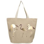 Plátěná velká plážová taška, plameňák zlatá