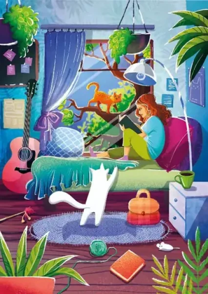 MAGNOLIA Puzzle Dívka a její kočky