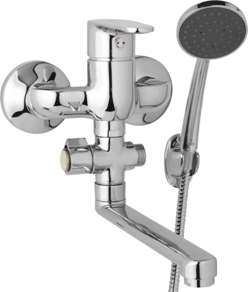 JB Sanitary Nástěnná umyvadlová a sprchová baterie TIRA, rozteč 100 mm, otočný přepínač, s příslušenstvím, ramínko 200 mm D10 32 01