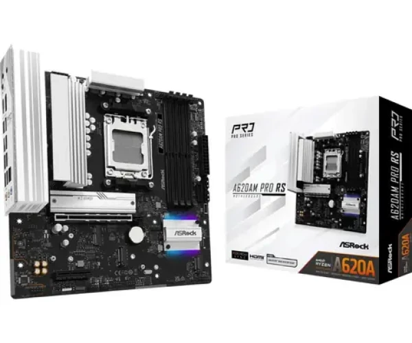 ASRock A620AM PRO RS / AMD A620A / 4xDDR5 / 2x SATA III / USB / GLAN / M.2 / sc. AM5 / mATX (90-MXBSV0-A0UAYZ)