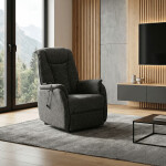 Polohovací křeslo, elektrické kabelové ovládání, šedá, látka, TV-L8963 GREY2
