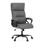 Kancelářské křeslo, šedá ekokůže, taštičkové pružiny, kovový kříž, kolečka na tvrdé podlahy