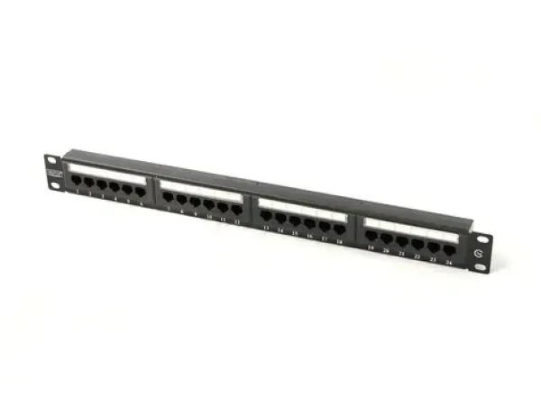 Patch panel 19" 24 portů černý / Patch panel / U/UTP / CAT.5E / 1U (DN-91524U-1)
