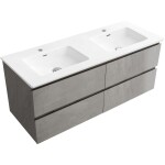 CERANO - Koupelnová skříňka Carole - betonově šedá + keramické dvojumyvadlo Novo - bílá lesklá - 121x49,5x46,5 CER-8050BD85856