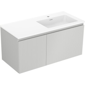 MEXEN/S - Rivel koupelnová skříňka 100 cm s umyvadlem Otis pravá, 1S, 1D, reliéf, šedá mat/bílá mat 91A23-10047-3-BBFF62-W18P01