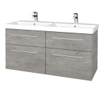 Dřevojas - Umyvadlová skříňka Q MAX SZZ4 120 - D01 Beton / Úchytka T02 / D01 Beton 332143B