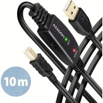 AXAGON ADR-210B Aktivní kabel USB-A 2.0 - USB-B 10m černá (ADR-210B)