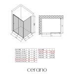 CERANO - Sprchový kout Varone POINT L/P - 6 mm - černá matná, grafitové sklo - 130x70x195 - posuvný CER-429664