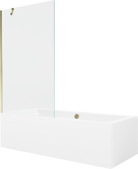 MEXEN/S - Cube obdélníková vana 180 x 80 cm s panelem + vanová zástěna 100 cm, transparent, zlatá 550518080X9510000050