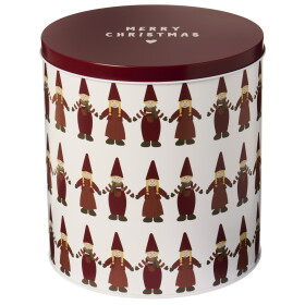 Ib Laursen Plechová dóza Santa's Helpers Tall Round, červená barva, kov