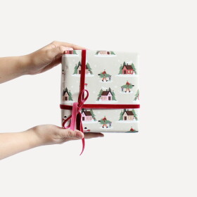 Bella Rose Vánoční balicí papír s domečky – 5 m, béžová barva, papír