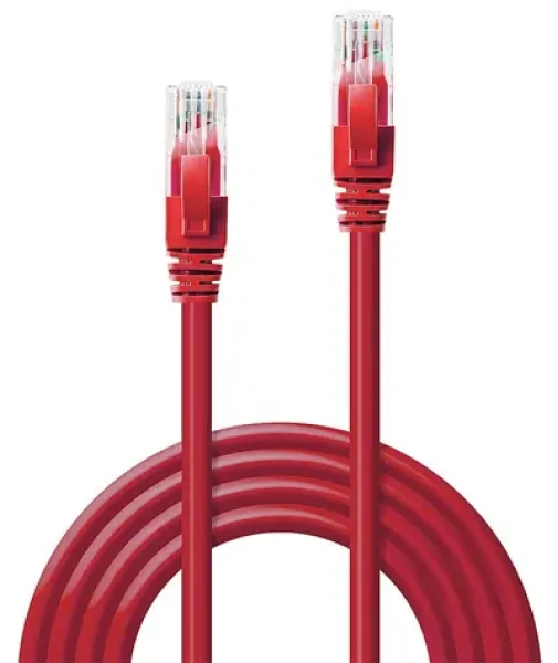 Lindy červená / Patch kabel / Cat6 U/UTP / RJ45-RJ45 / 3 m (48034)