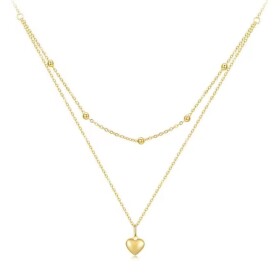 Dvojitý stříbrný náhrdelník Isabelle Gold - stříbro 925/1000, srdce, Zlatá 50 cm