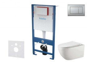 Kielle - Genesis Set předstěnové instalace, klozetu Gaia, sedátka softclose a tlačítka Gemini III, matný chrom 30505SS49