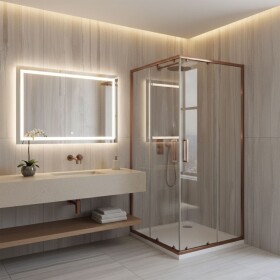REA/S - Sprchový kout City 90x90 Brush Copper Se sprchovou vaničkou Savoy KPL-K6984