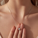 Stříbrný náhrdelník se srdíčkem Patrizia 1 ct MOISSANITE + CERTIFIKÁT, Stříbrná 40 cm + 5 cm (prodloužení)