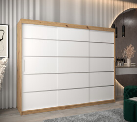 Šatní skříň Abi V1 Barva korpusu: Dub artisan, Rozměry: 250 cm, Dveře: Bílá