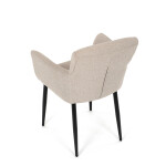 Židle jídelní, snadno čistitelná krémová látka, černý matný lak, kovové nohy