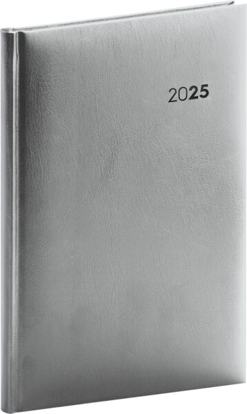 Týdenní diář 2025 Presco Group A5 - Balacron stříbrný, 15 x 21 cm