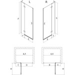 MEXEN/S - Mist-H L sprchové dveře křídlové pravé 95, transparent, měď kartáčovaná 8A5L-095-000-65-00-P