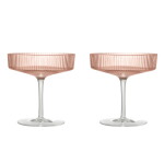 Ferm Living Skleničky na šampaňské Ripple Blush 150 ml – set 2 ks, růžová barva, sklo