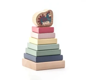 CUBIKA Pastel 15894 Barevná pyramida se slepičkou - dřevěná skládačka
