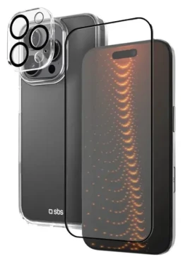 SBS D3O transparentní / Sada / Kryt + sklo + ochrana kamery / Apple iPhone 16 Pro