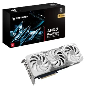Acer Predator BiFrost Radeon RX 9070 OC bílá / Grafická karta / 2700 MHz / 16GB GDDR6 / 256-bit / 1x HDMI + 3x DP (DP.Z4GWW.P02)