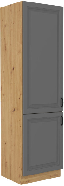 Vysoká skříňka pro vestavnou lednici Stilo 60 LO-210 2F Barva korpusu: Dub artisan, Barva dvířek: Dust Grey