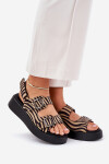 Dámské Sandály Na Platformě A Klínu S Přezkami Zebra Béžovo-Černé Genorre 38