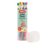 APLI vysouvací stiskací pastelky mix 12 ks barev, ořezávátko