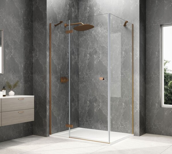 POLYSAN - GLOBE COPPER MATT obdélníkový sprchový kout 1000x800, čiré sklo, levé GB1010-3215LPG