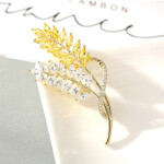 Exkluzivní brož Swarovski Elements Emidia - design pšenice, Zlatá