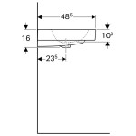 GEBERIT - iCon Umyvadlo 60x49 cm, s přepadem, otvor pro baterii, KeraTect, bílá 124060600