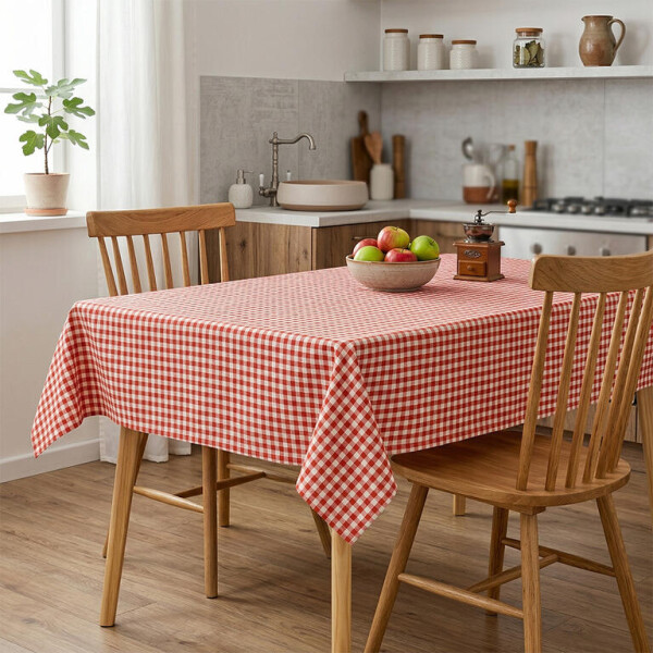 Vinylový ubrus ČERVENÉ KOSTKY 140 x 180 cm