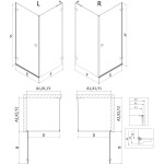 MEXEN/S - Lunar-B L sprchový kout dveře křídlové pravá 90 x 70, transparent, zlato kartáčovaná 832L-090-070-55-00-P