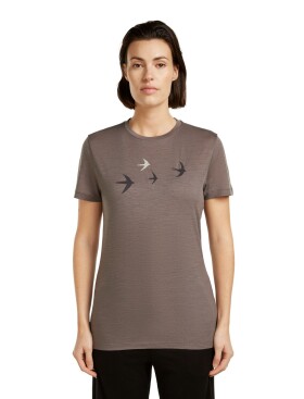 Dámské merino triko s krátkým rukávem ICEBREAKER Wmns 150 Tech Lite SS Tee Bird Transit, Porcini velikost: M