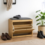 Botník, masiv bambus, přírodní odstín, šedá látka