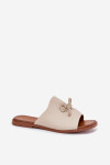 Dámské sandály na plochém podpatku s ozdobným vázáním béžové Norela 41