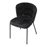 Židle jídelní, šedá látka, černé kovové nohy.