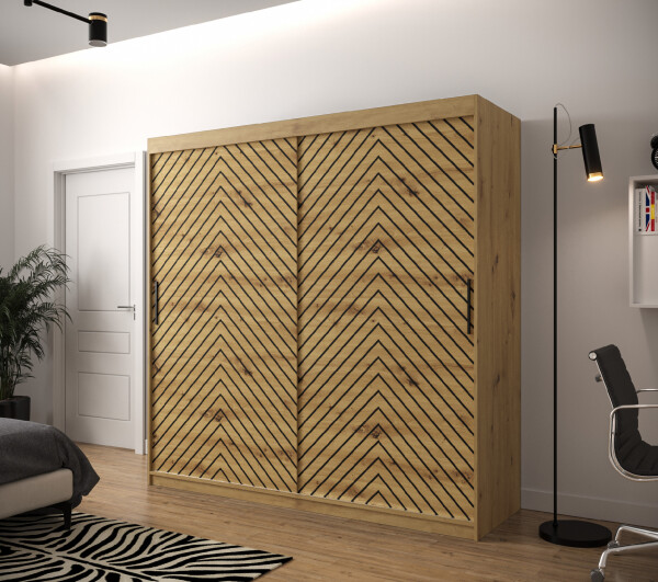 Šatní skříň Abi Jodelka 1 Barva korpusu: Dub artisan, Rozměry: 200 cm, Dveře: Dub artisan